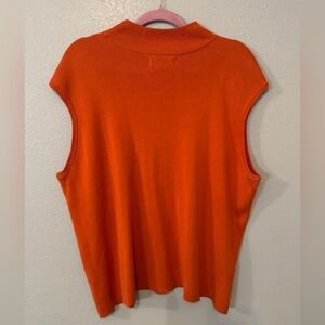 Silk sleeveless high neck modest lightweight orange sweater blouse plus size 3x